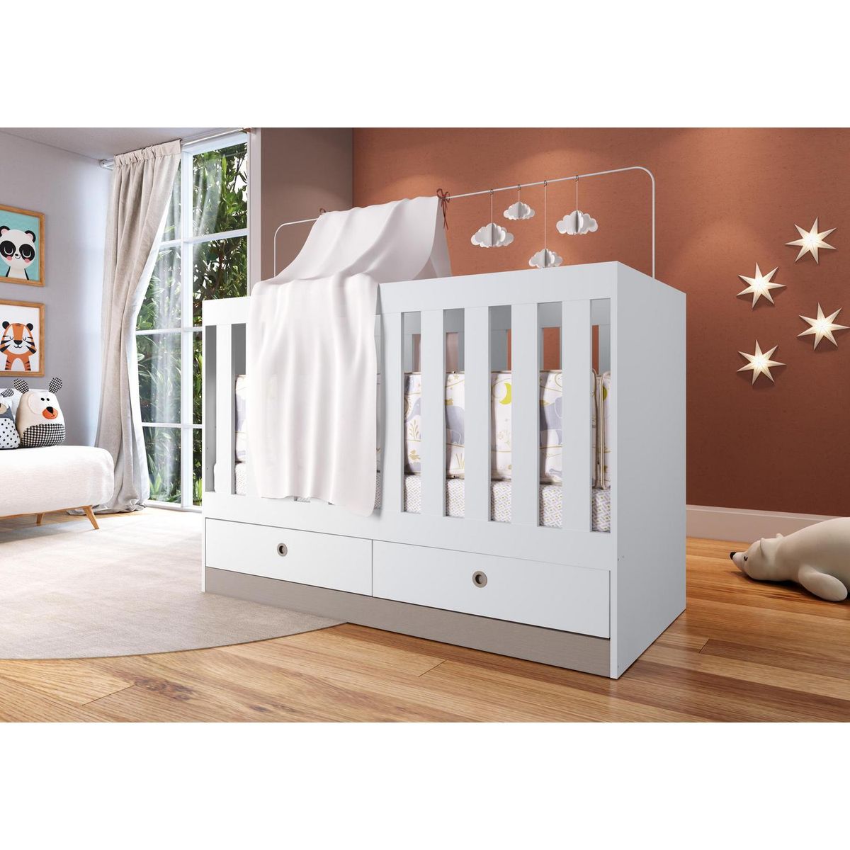 KIDSCOOL - Cuna 3 en 1 63x92x133 cm blanca