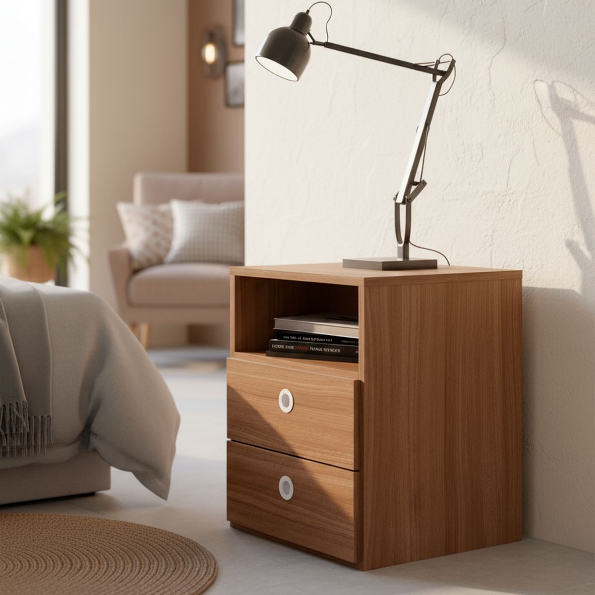 KIDSCOOL - Velador 2 Cajón 38,5x46,5x38 cm Café