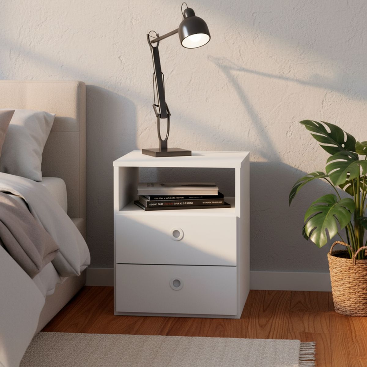 KIDSCOOL - Velador 2 Cajón(es) Tokyo 38.5x46.5x38 cm Blanco