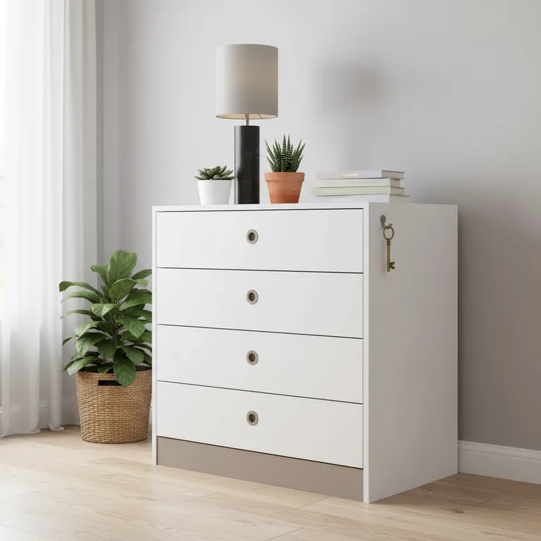 Cómoda Infantil 4 Cajón(es) Amore 73x74.5x42 cm Blanco