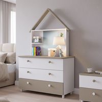 Cómoda con Espejo 3 Cajón(es) Children House 90x146x45 cm Blanco