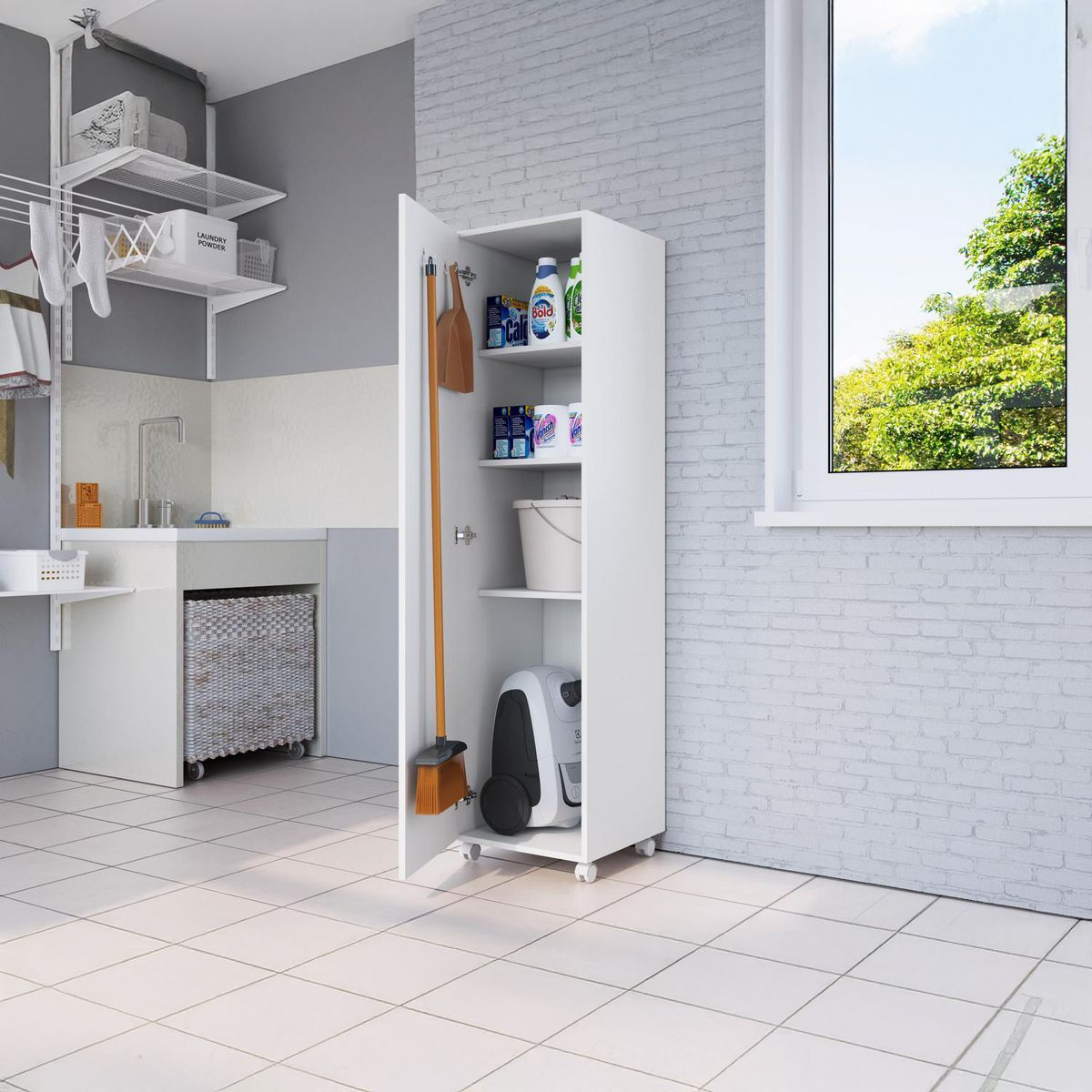 BE DESIGN - Armario Multiuso Montreal MDF 4 Nivel(es) 40x161.5x40.3 cm Blanco