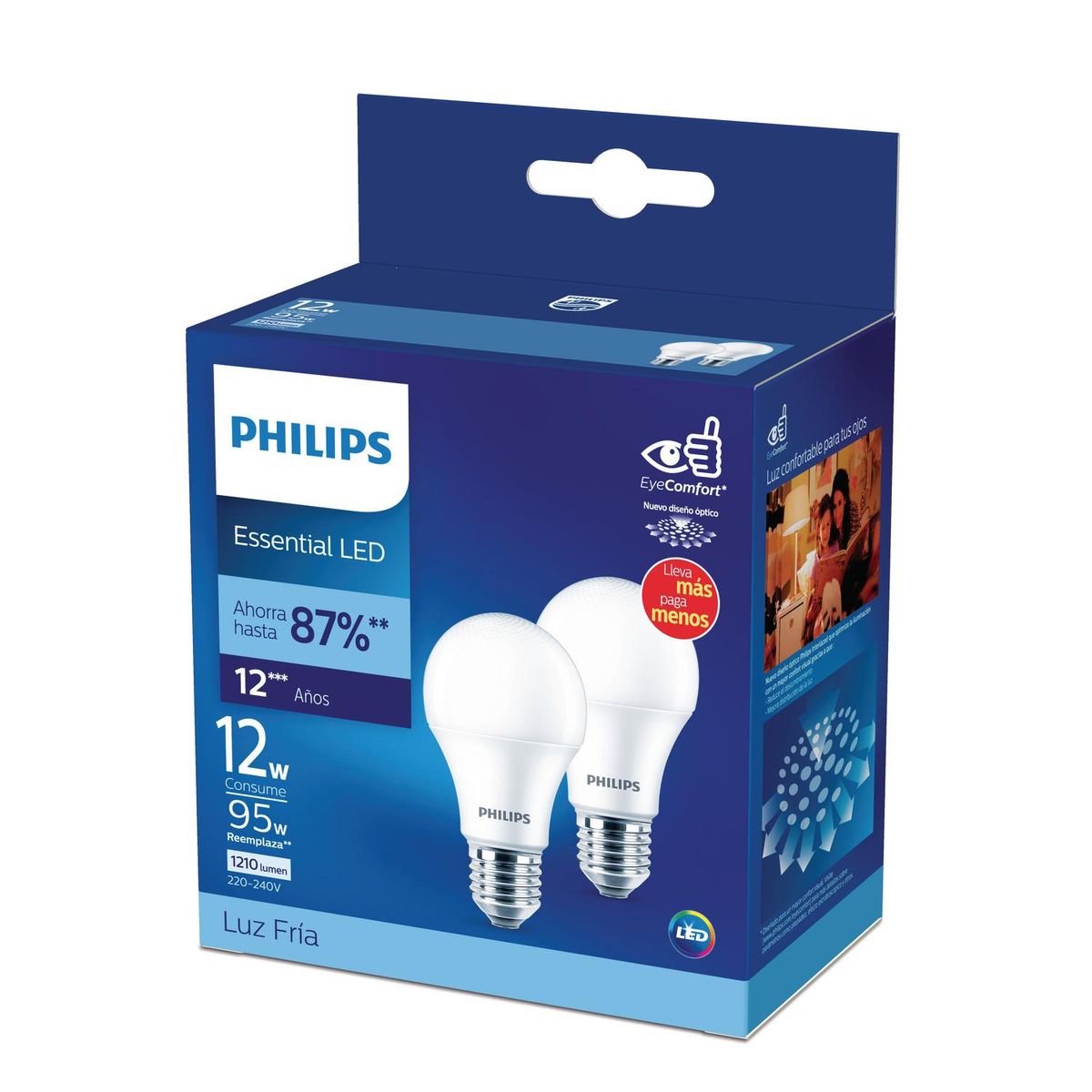 PHILIPS - Pack de 2 Ampolletas Eco Ledbulb E27 12W Luz Fría