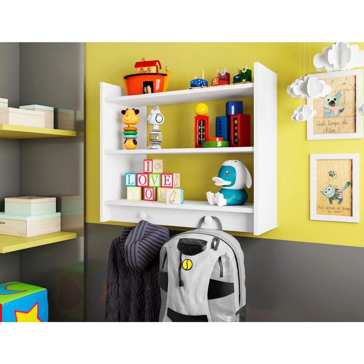 KIDSCOOL - Repisa Amore MDF 3 Nivel(es) 70x60x22 cm Blanco