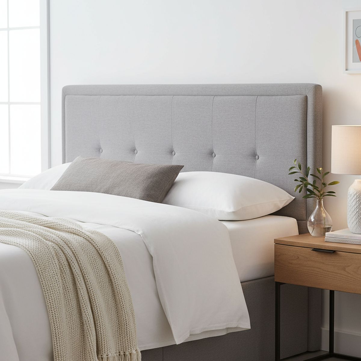 CIC - Respaldo king 190x128x10 cm gris/grafito