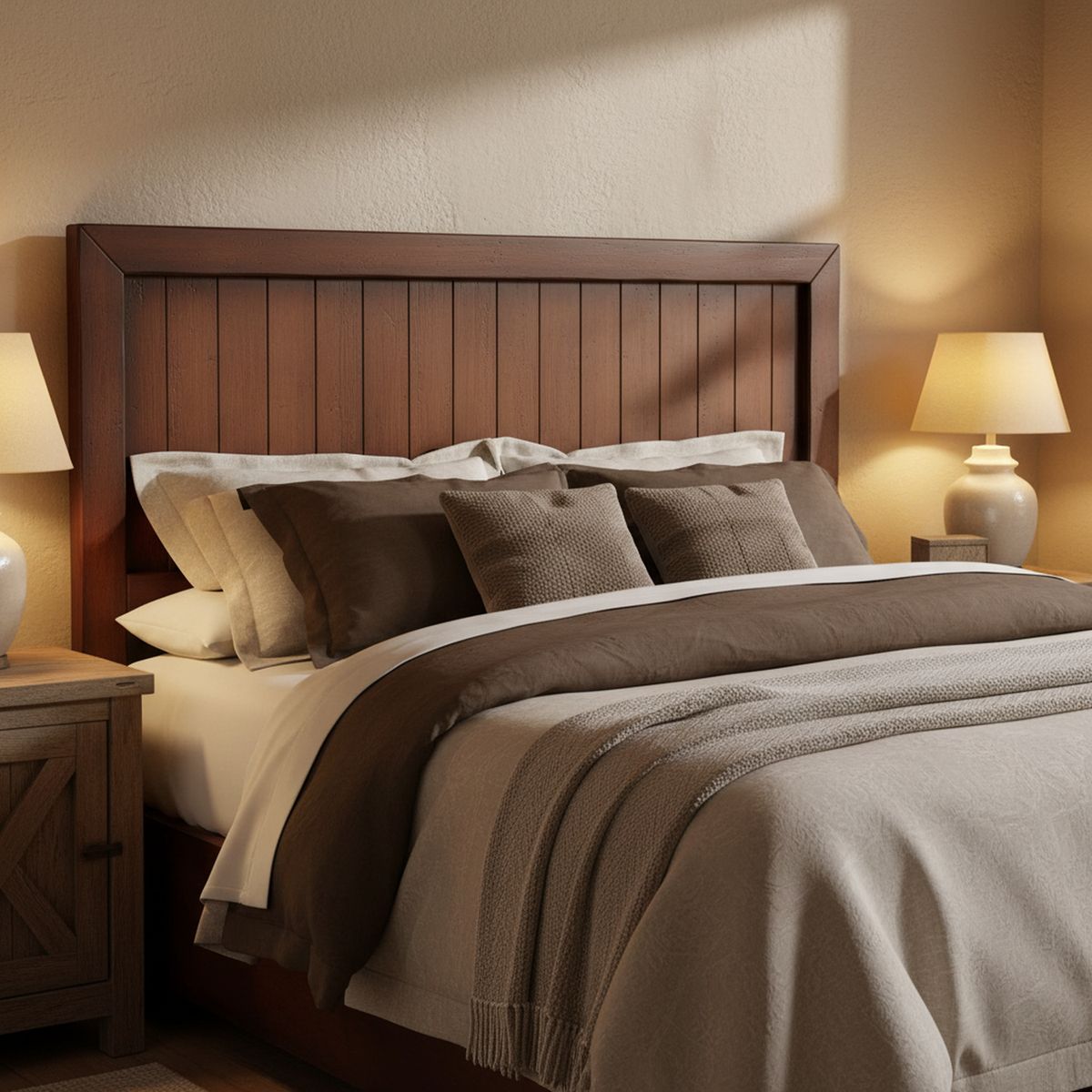 CIC - Respaldo king 205x144x5 cm chocolate rústico