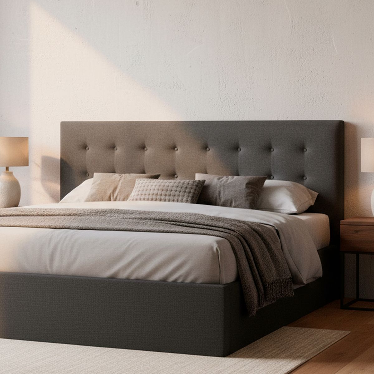 CIC - Respaldo king 190x70x6 cm gris/grafito