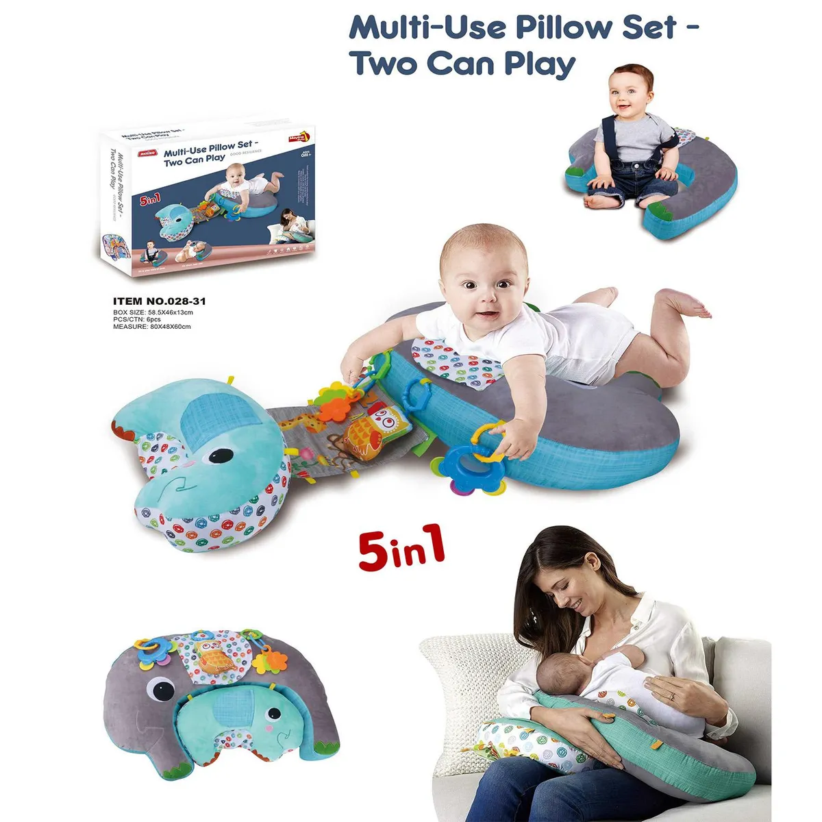 KIDSCOOL - Cojín Multiuso Bebé Con Sonajeros Estimulación Temprana