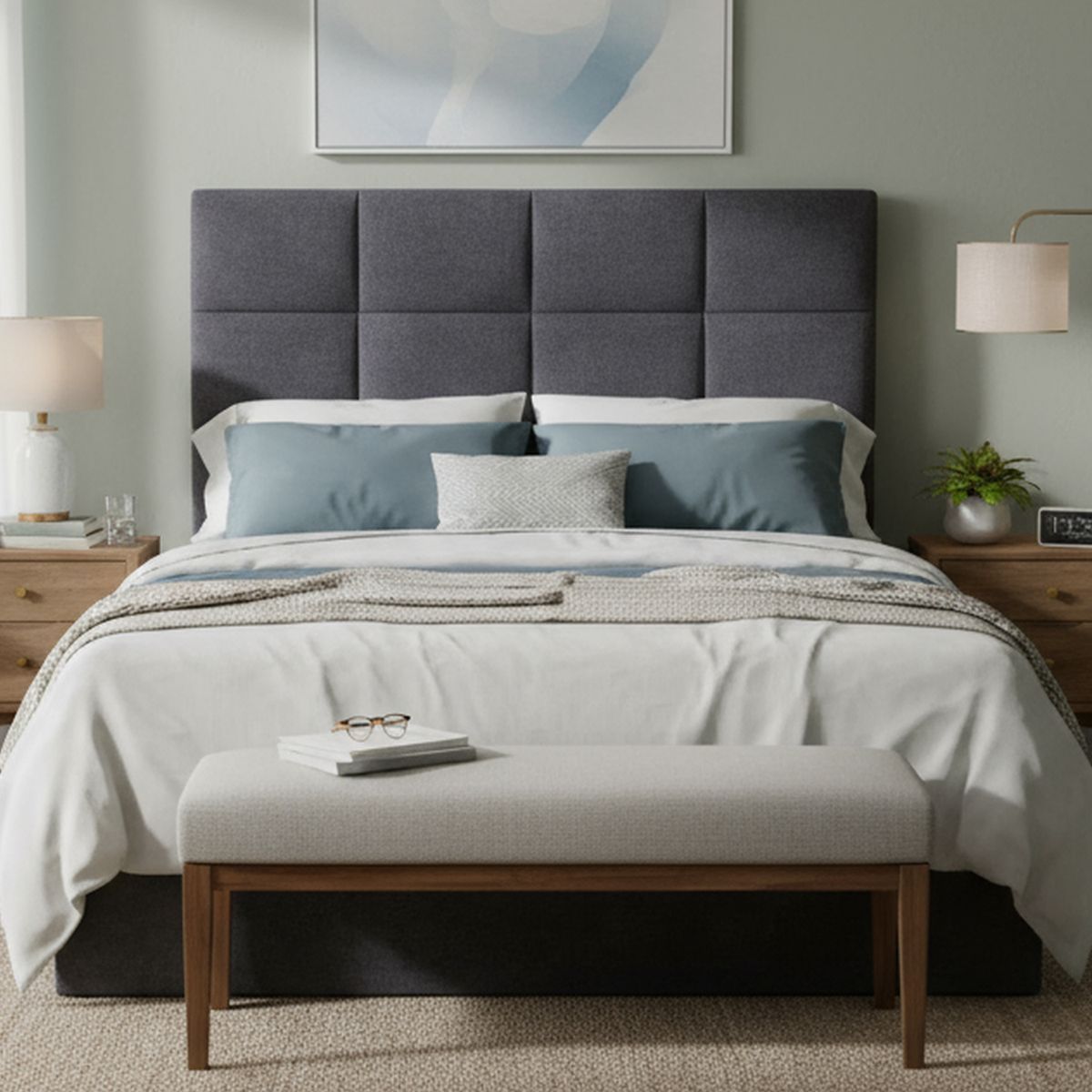 CIC - Respaldo super king 215x140x6 cm gris grafito