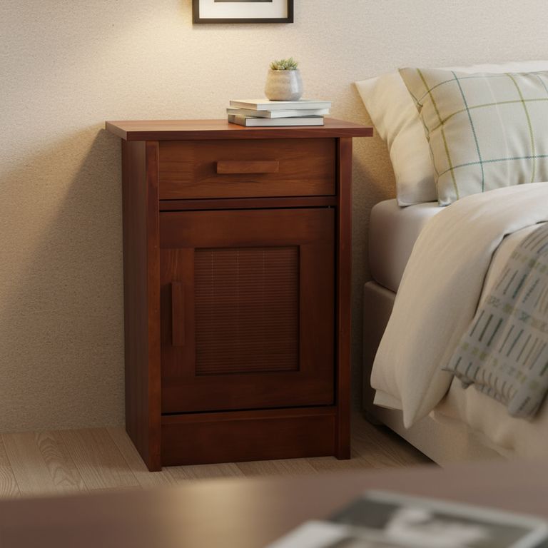 Velador 1 Puerta 1 Cajón(es) MILAN 35x63.5x45 cm Caramelo