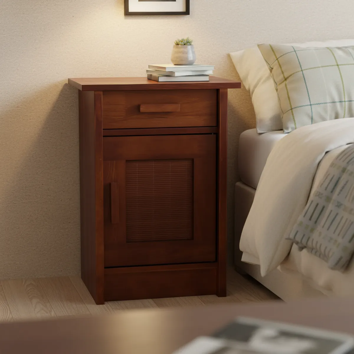 CIC - Velador 1 Puerta 1 Cajón(es) MILAN 35x63.5x45 cm Caramelo