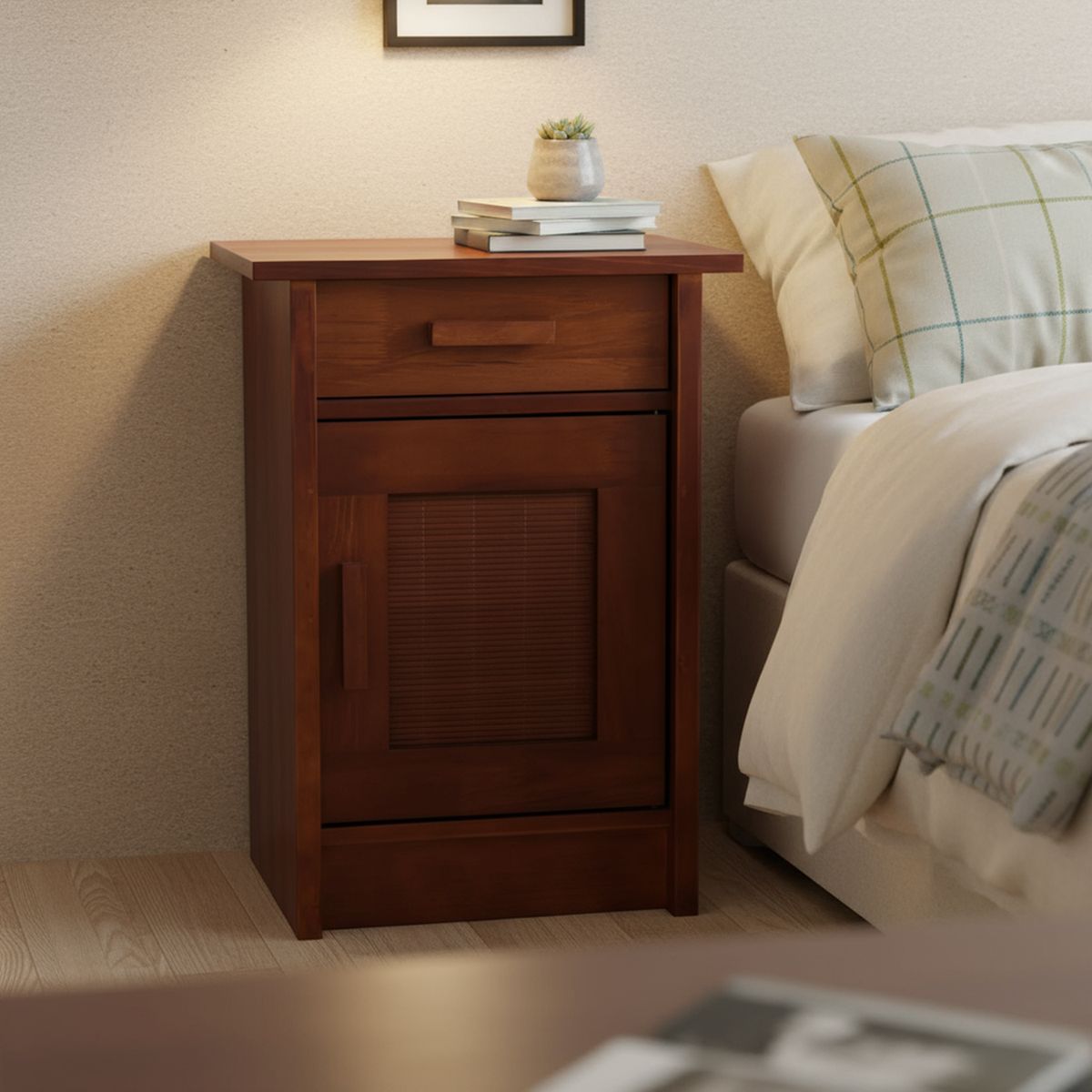 CIC - Velador 1 Puerta 1 Cajón(es) MILAN 35x63.5x45 cm Caramelo