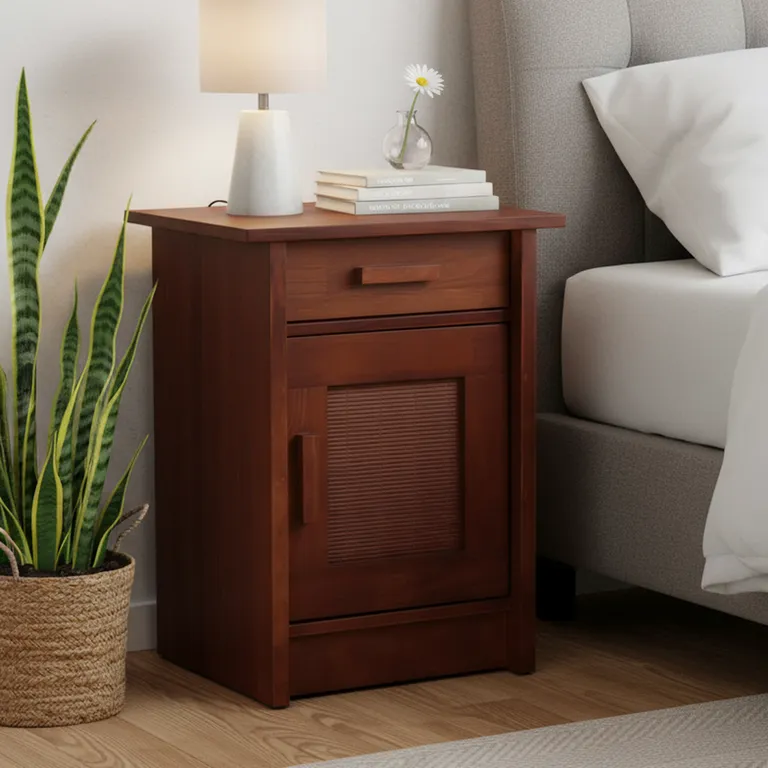 Velador 1 Puerta 1 Cajón(es) MILAN 35x63.5x45 cm Caramelo