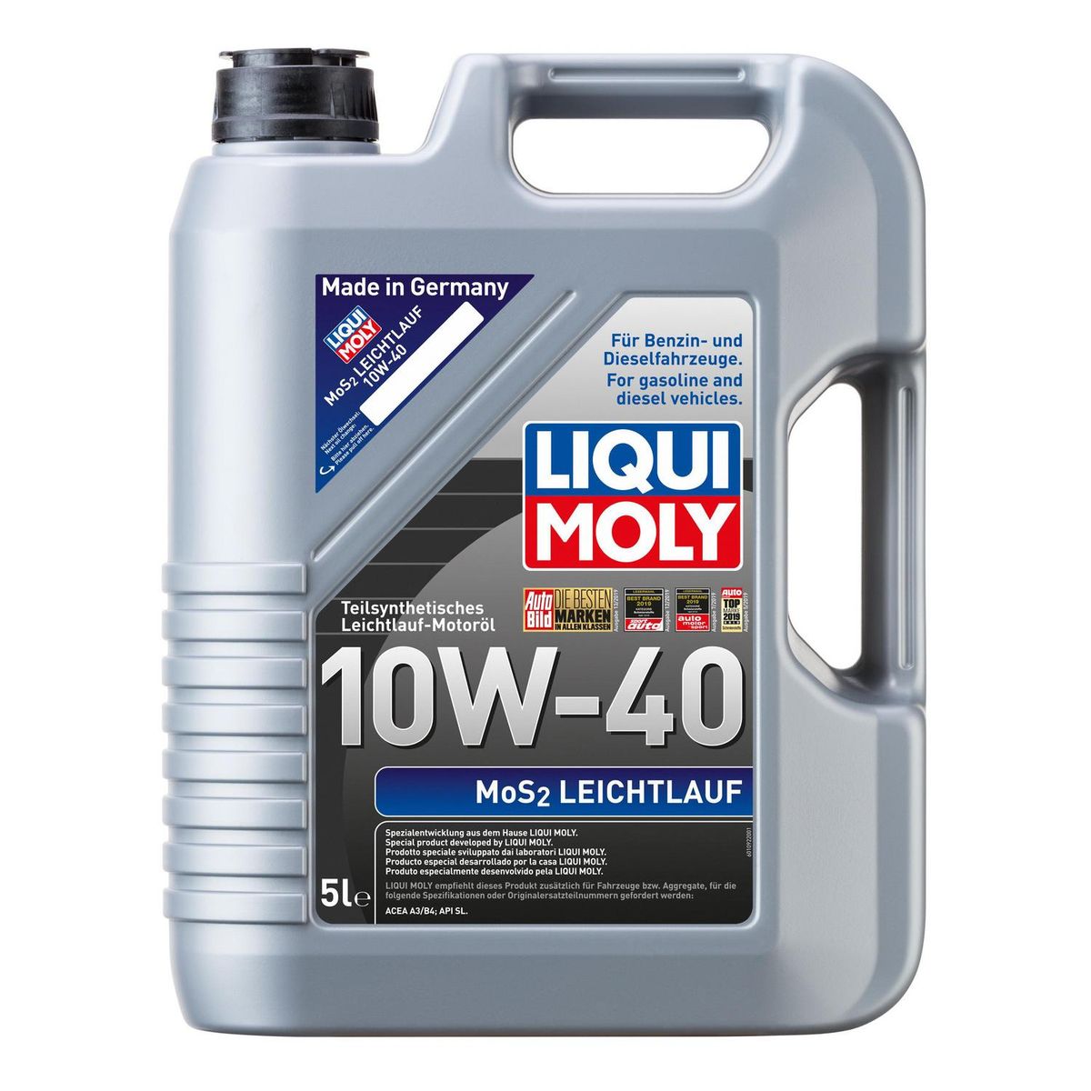LIQUI MOLY - Aceite Motor Liqui Moly 10w-40 Mos2 5 Litros Antifricción Semisintético