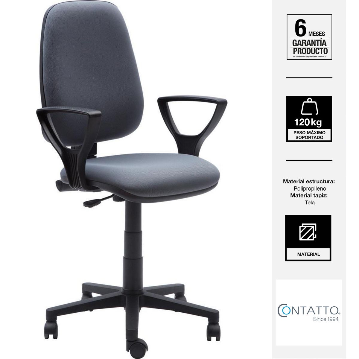 CONTATTO - Silla Escritorio Rudy Gris