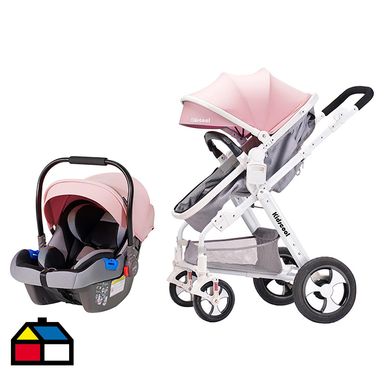 Coche cuna travel system rosado
