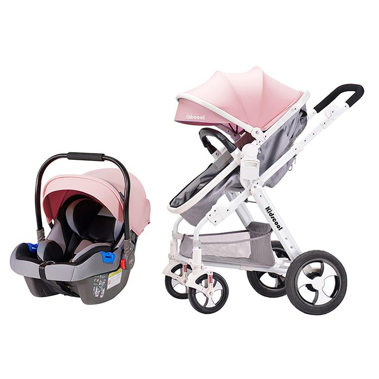 Coche cuna travel system rosado