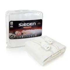 SIEGEN - Calientacamas Eléctrica Poliéster 2 plazas 120 W Blanco
