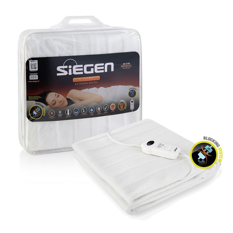 SIEGEN - Calientacamas Eléctrica Poliéster 1 plaza 60 W Blanco