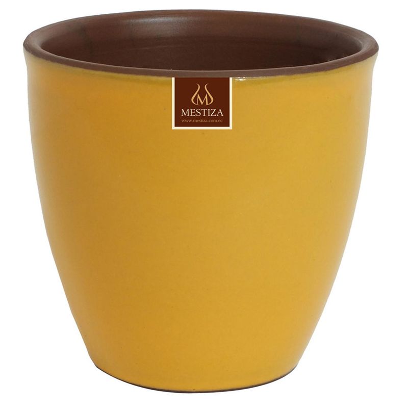 MESTIZA - Macetero Zafiro de Arcilla 17x16 Amarillo