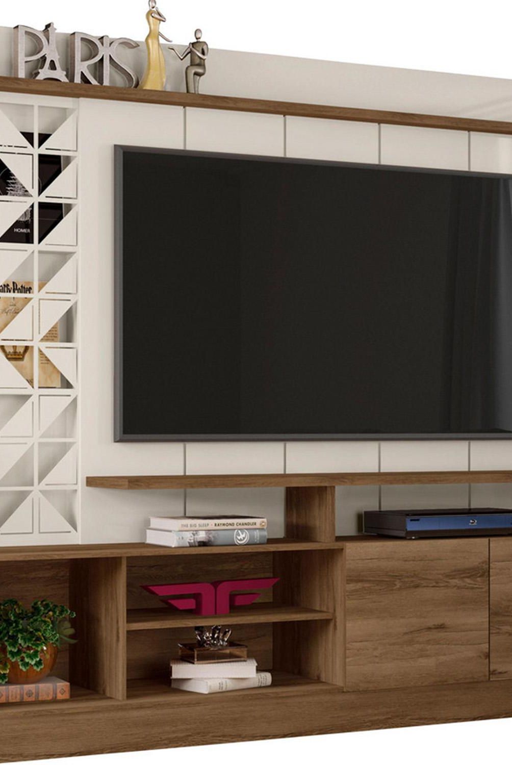 EXIT - Estante TV 65" 200x182x40 cm canela/blanco