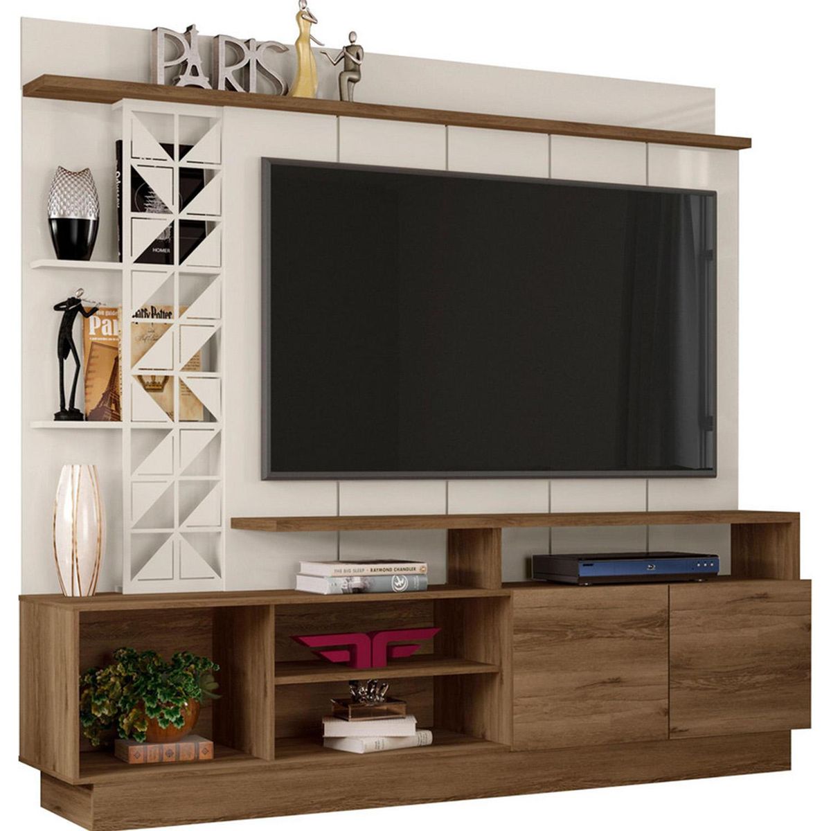 EXIT - Estante TV 65" 200x182x40 cm canela/blanco