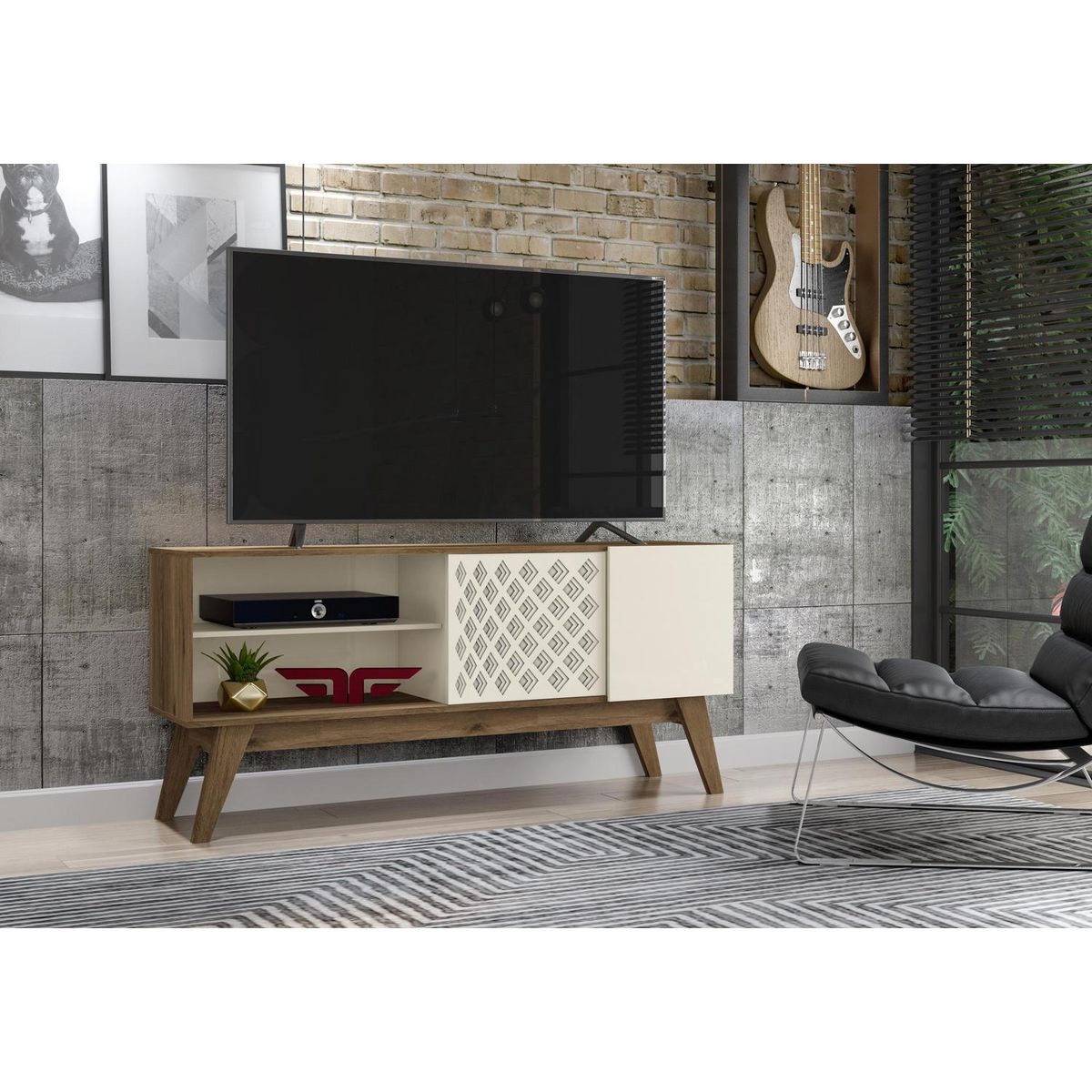 EXIT - Rack TV 65" 150x67,5x37,5 cm canela/blanco