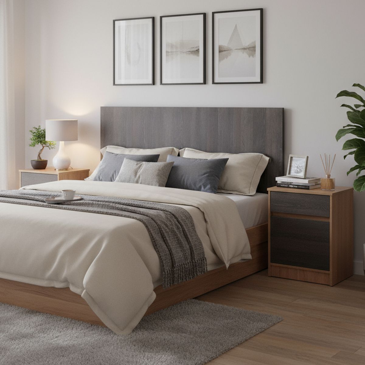 CIC - Respaldo + 2 velador 2 plazas