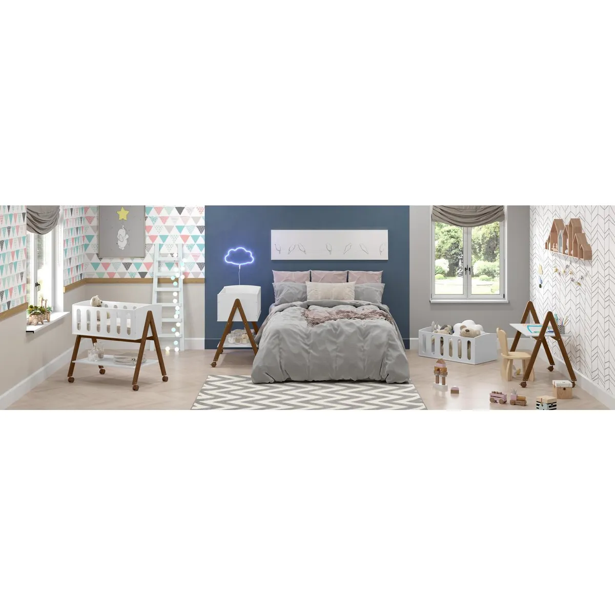 KIDSCOOL - Mini cuna colecho 57x91x96 cm blanca