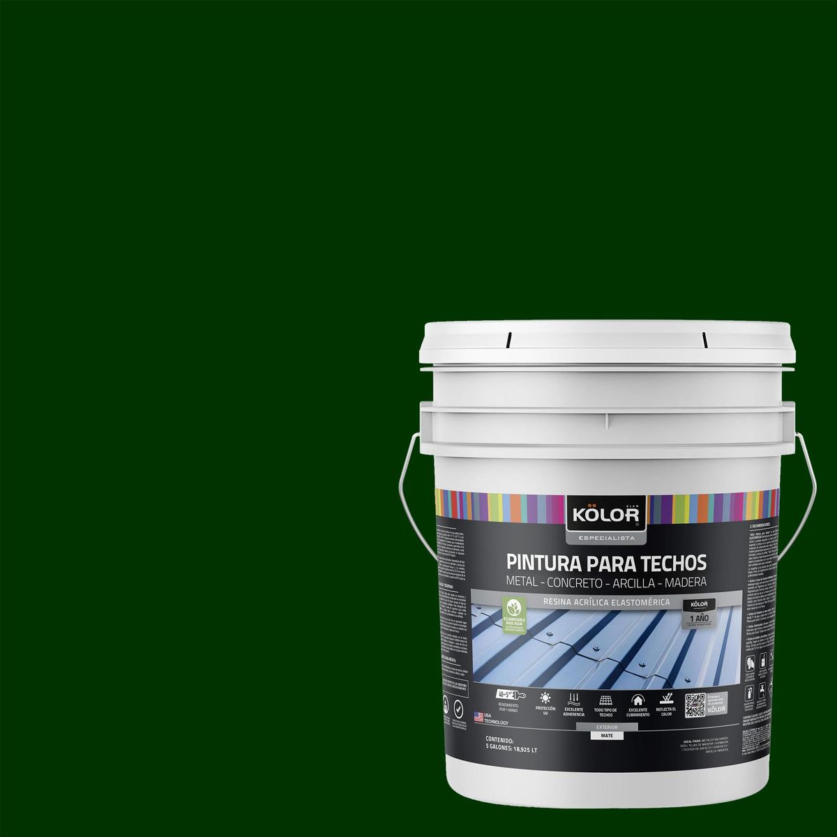 KOLOR - Pintura para Techos Tineta 5 galón(es) Verde