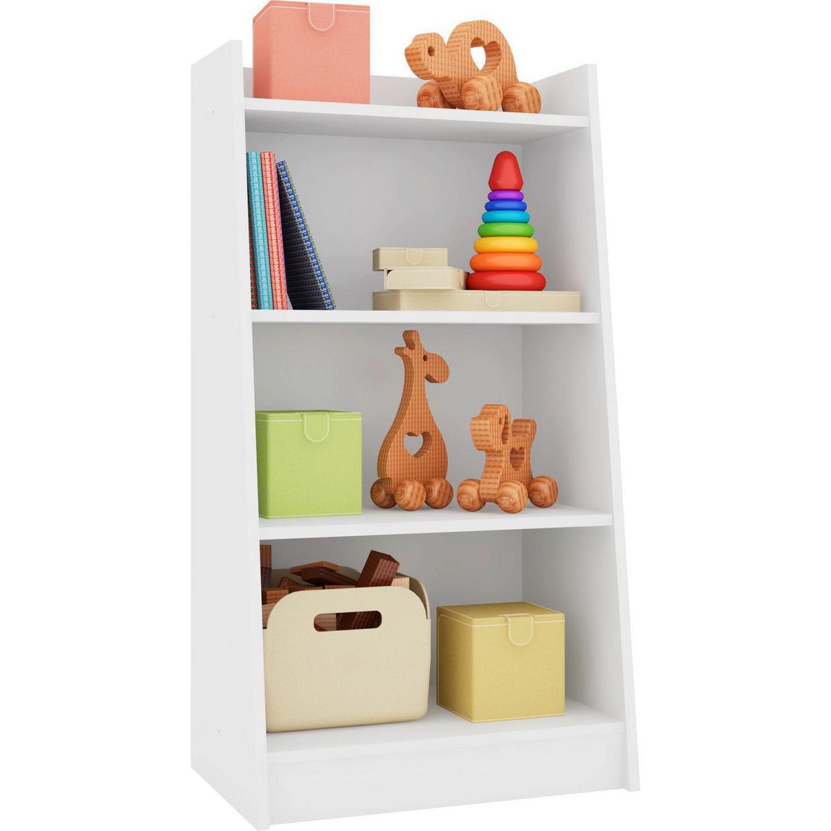 KIDSCOOL - Estante Zig Zag MDF 4 Nivel(es) 53x100x36.5 cm Blanco