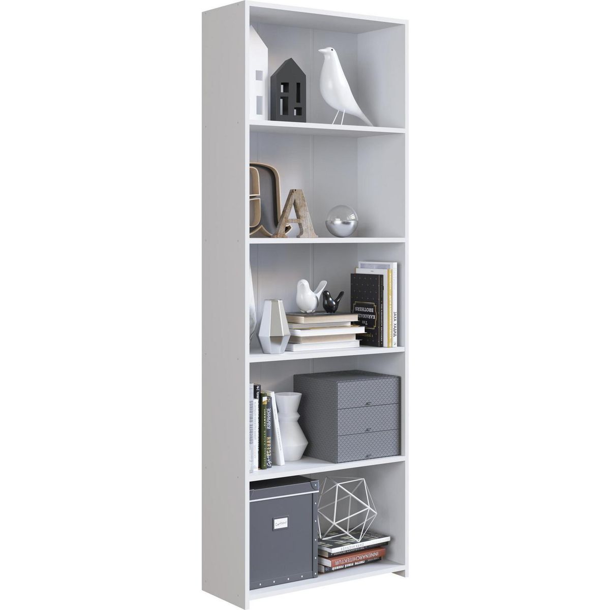 BE DESIGN - Estante Montreal MDF 5 Nivel(es) 63x182.4x26 cm Blanco