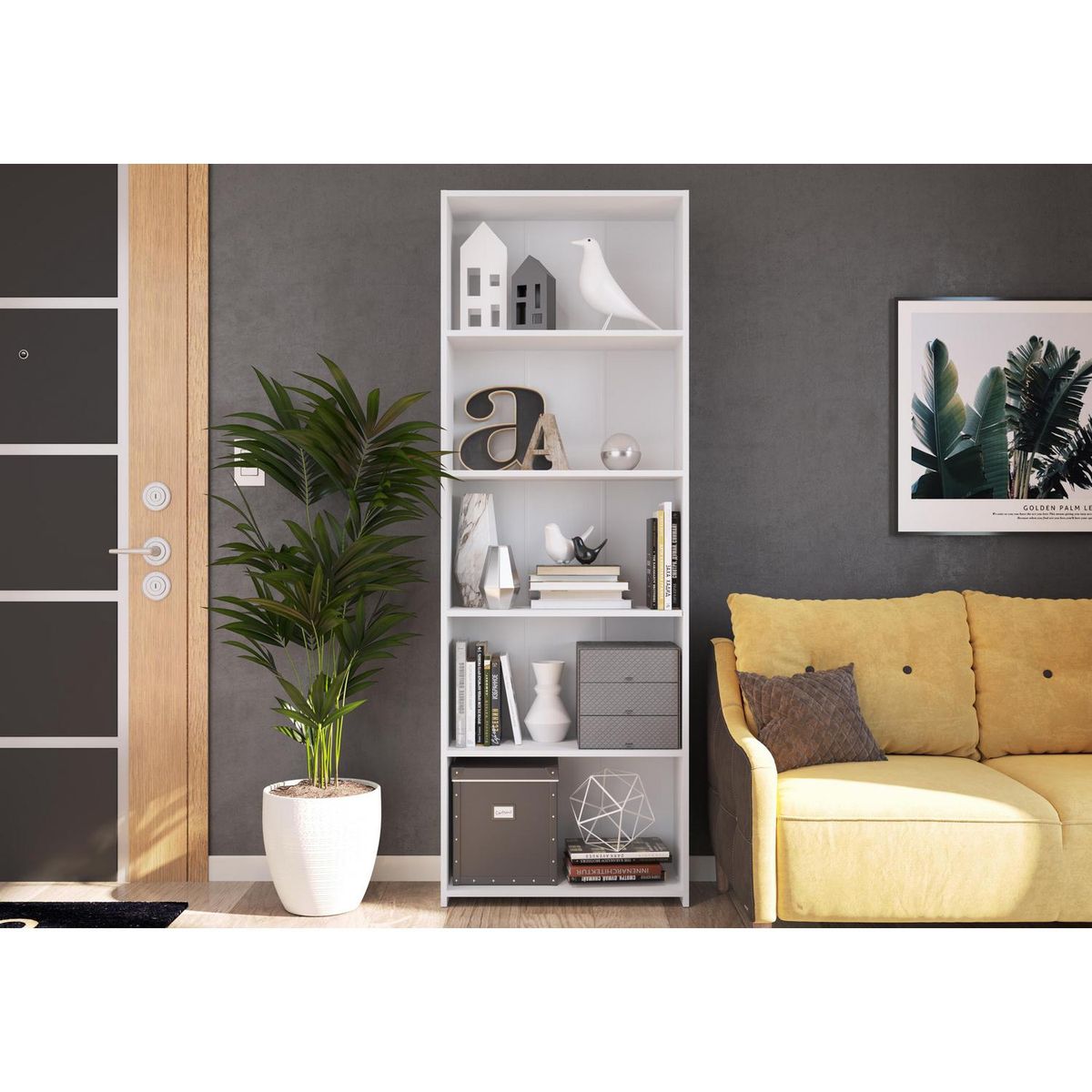 BE DESIGN - Estante Montreal MDF 5 Nivel(es) 63x182.4x26 cm Blanco