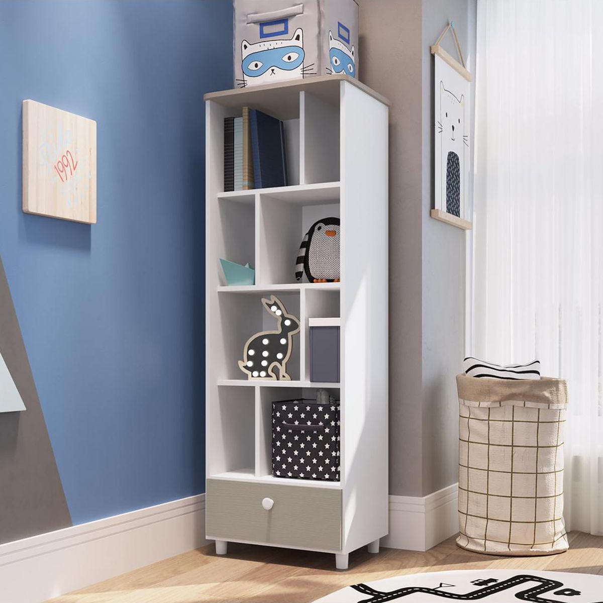 KIDSCOOL - Estante Amore MDF 4 Nivel(es) 49x158x39 cm Blanco