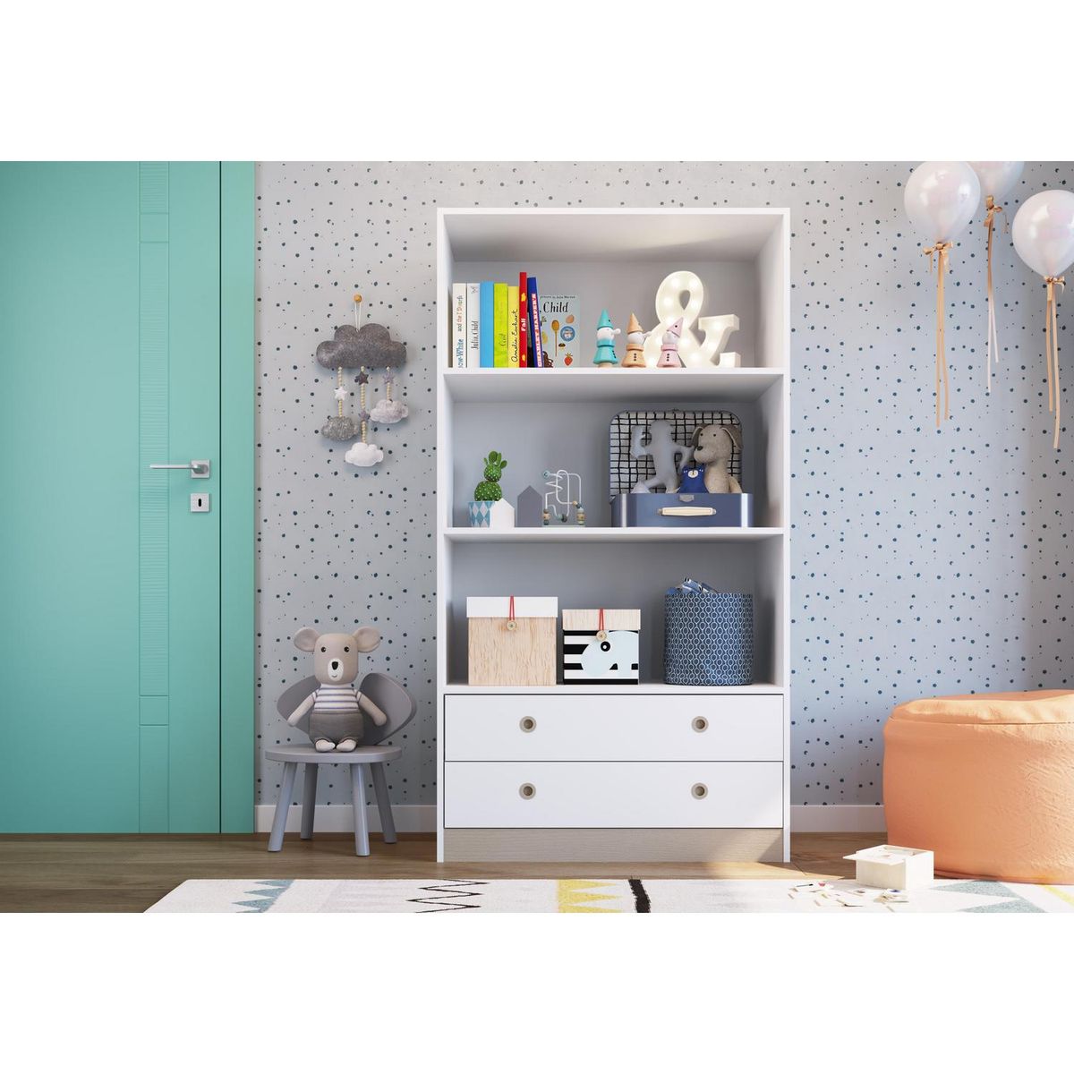 KIDSCOOL - Estante Amore MDF 3 Nivel(es) 85x158x42.2 cm Blanco