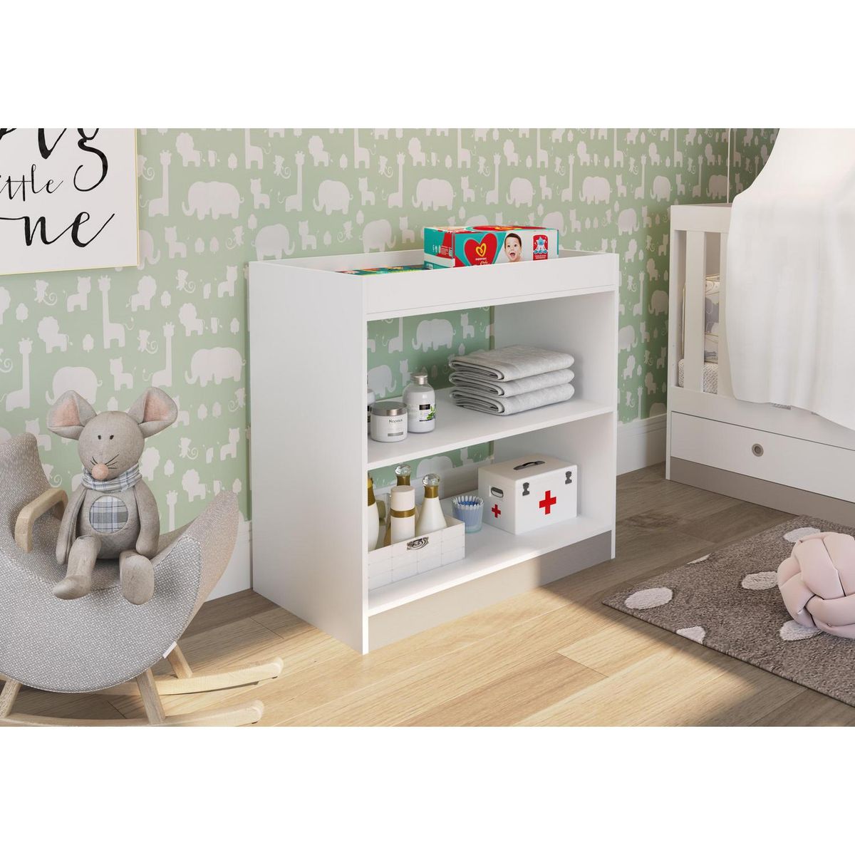 KIDSCOOL - Estante Mudador Amore MDF 2 Nivel(es) 85x82x45 cm Blanco