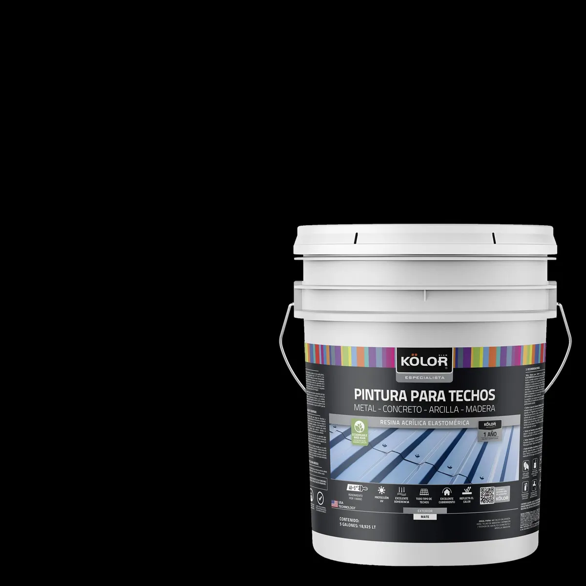 KOLOR - Pintura para Techos Tineta 5 galón(es) Negro