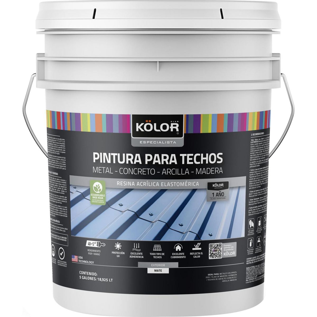 KOLOR - Pintura para Techos Tineta 5 galón(es) Negro