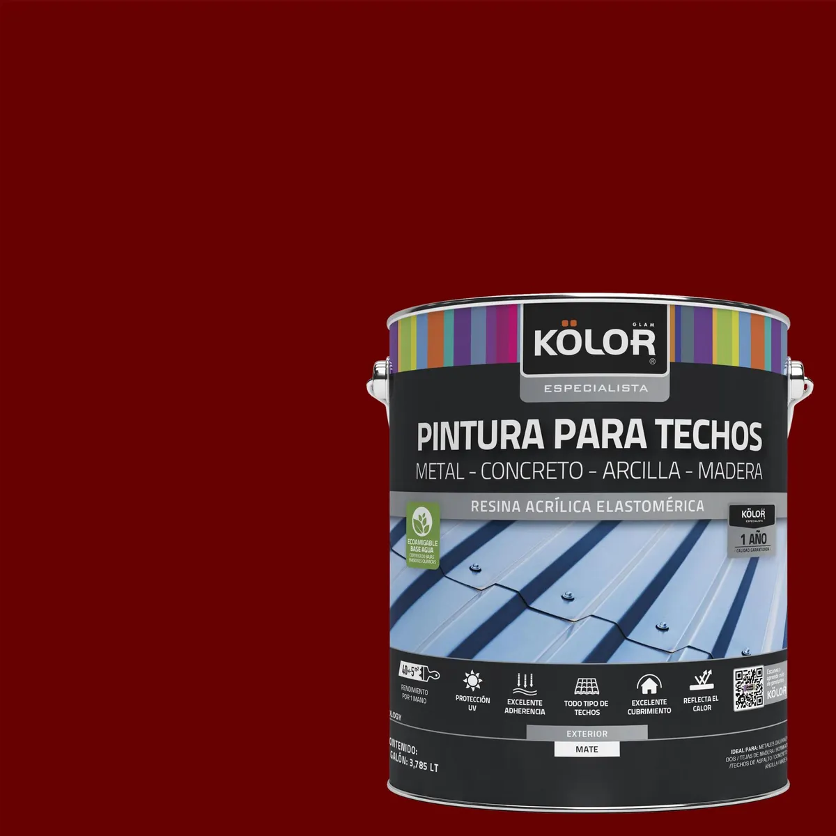 KOLOR - Pintura para Techos Lata 1 galón(es) Rojo