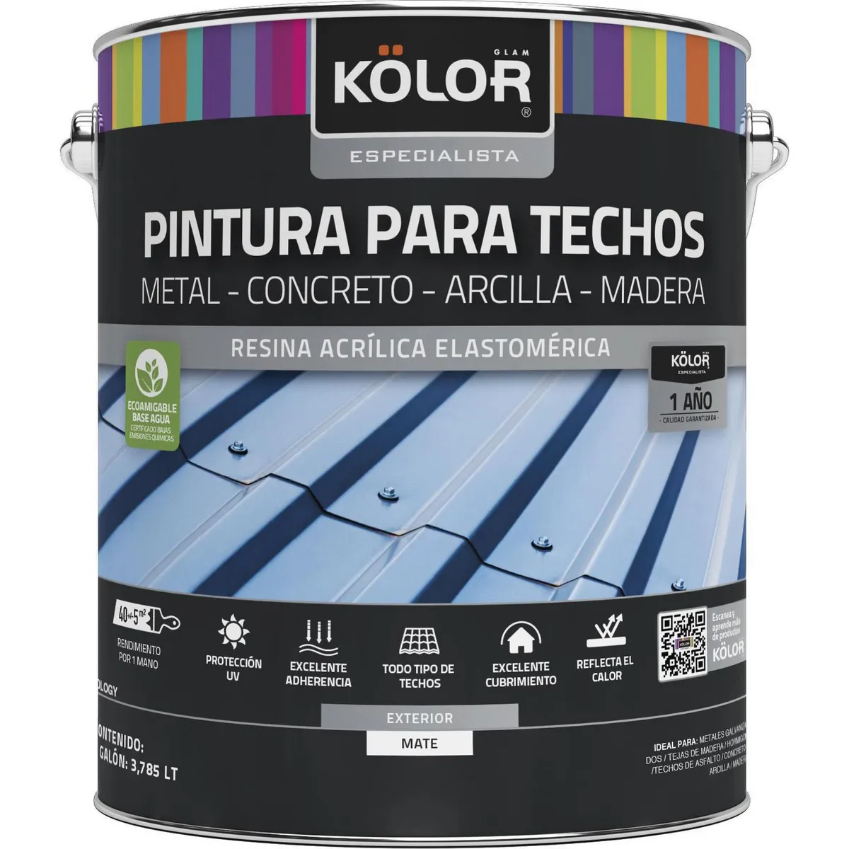 KOLOR - Pintura para Techos Lata 1 galón(es) Rojo