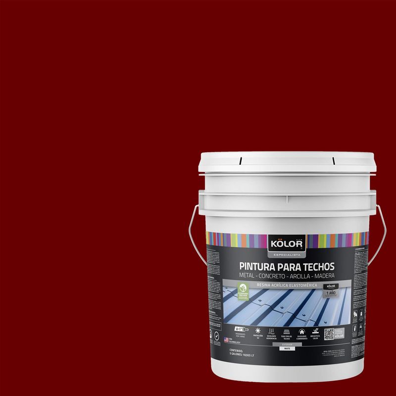 KOLOR - Pintura para techos rojo 5 galones
