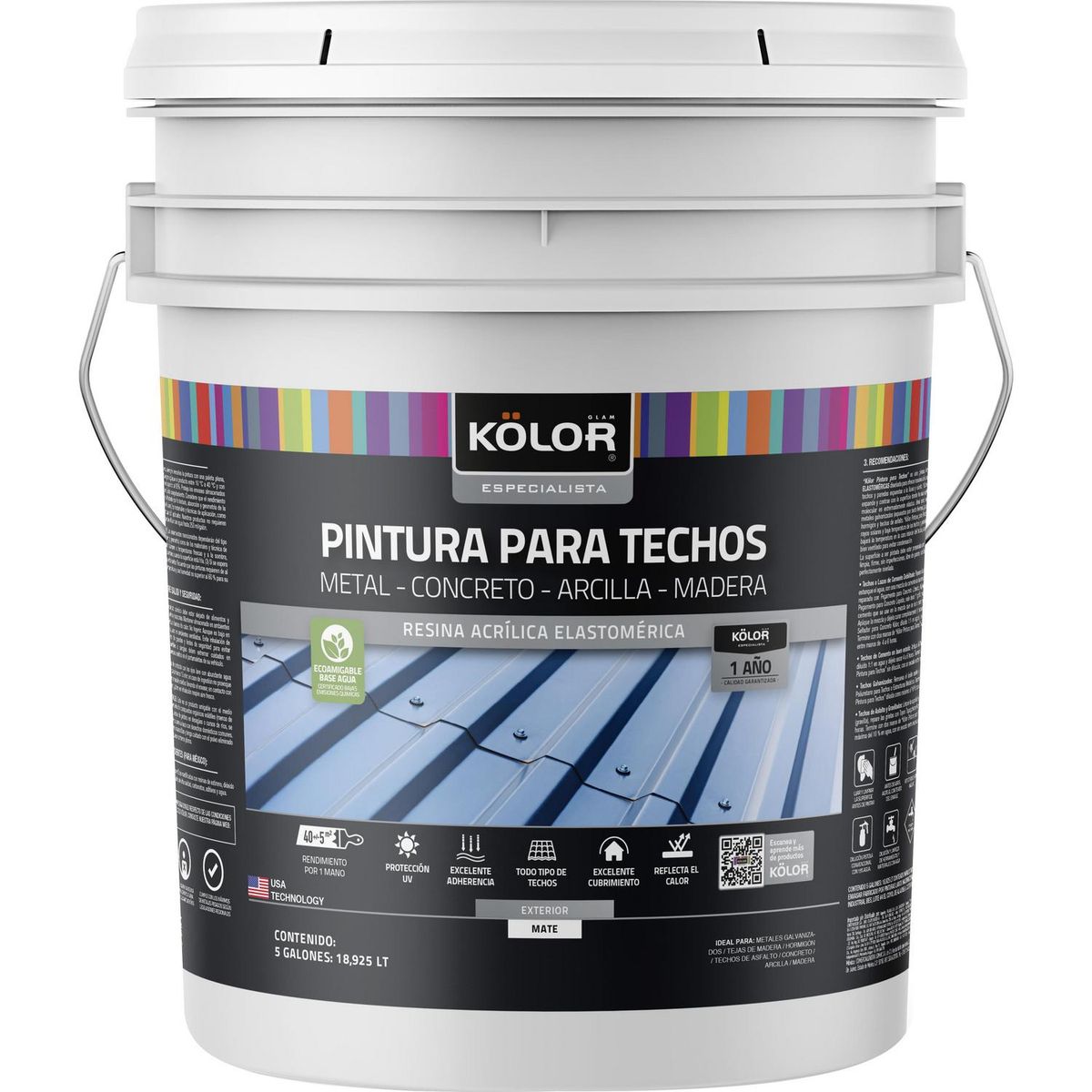 KOLOR - Pintura para Techos Tineta 5 galón(es) Rojo