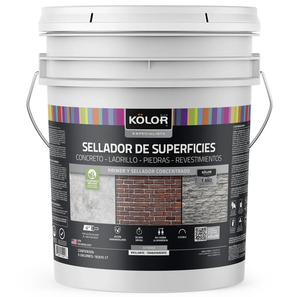 KOLOR - Sellador Superficies Tineta 5 galón(es) Satinado Transparente