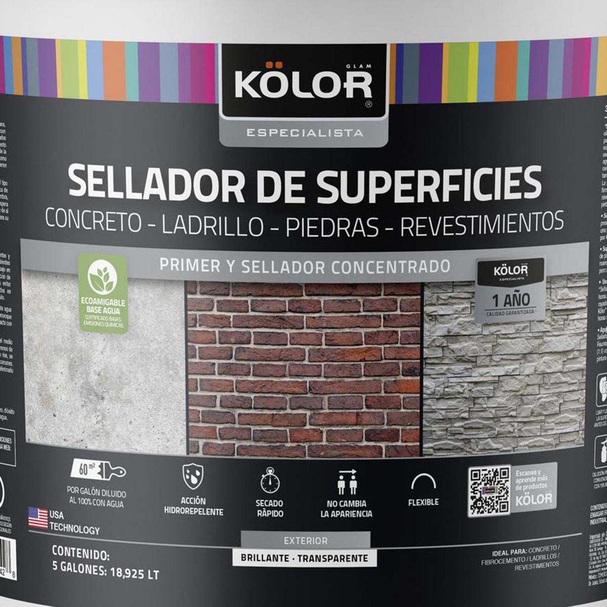 KOLOR - Sellador Superficies Tineta 5 galón(es) Satinado Transparente