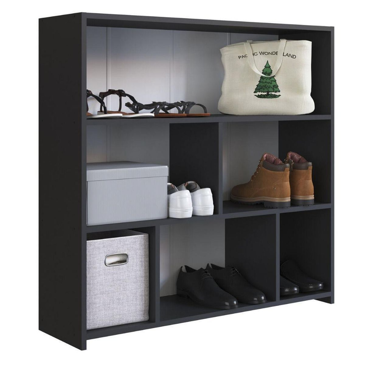 HOGA - Estante Emma MDP 3 Nivel(es) 93x90x26 cm Negro