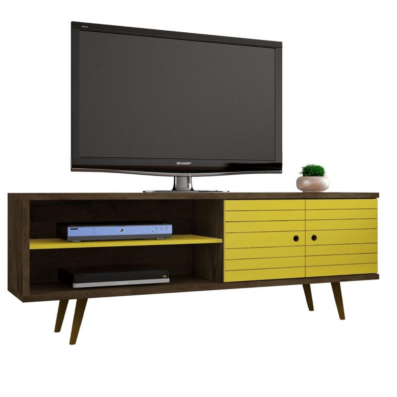 HOGA - Rack TV 70" onix rústico amarillo 65x160x39 cm
