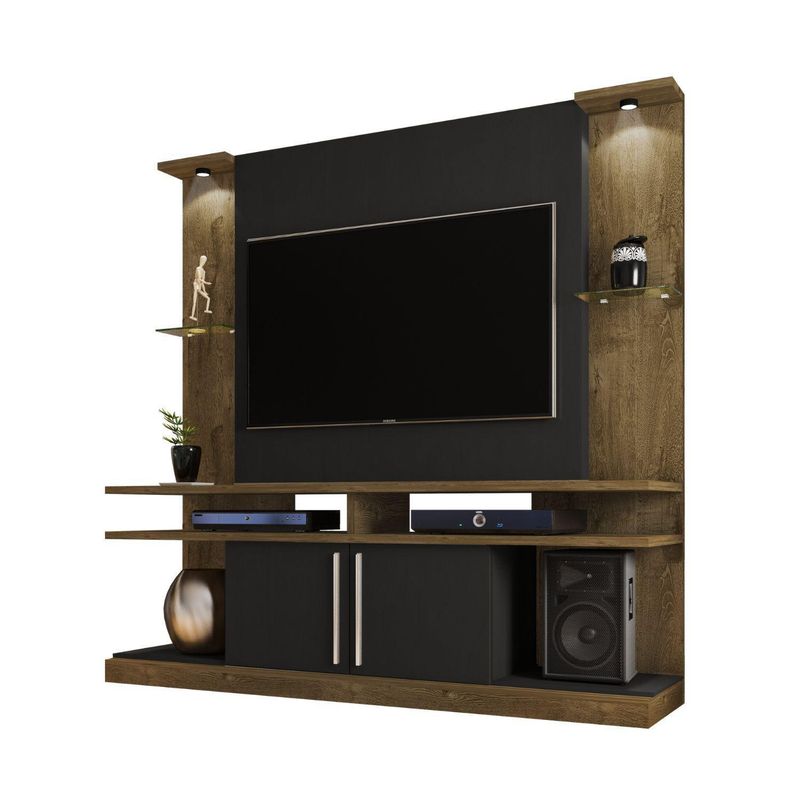 HOGA - Rack TV 60" rústico negro 183x180x39 cm