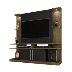 HOGA - Rack TV 60" rústico negro 183x180x39 cm