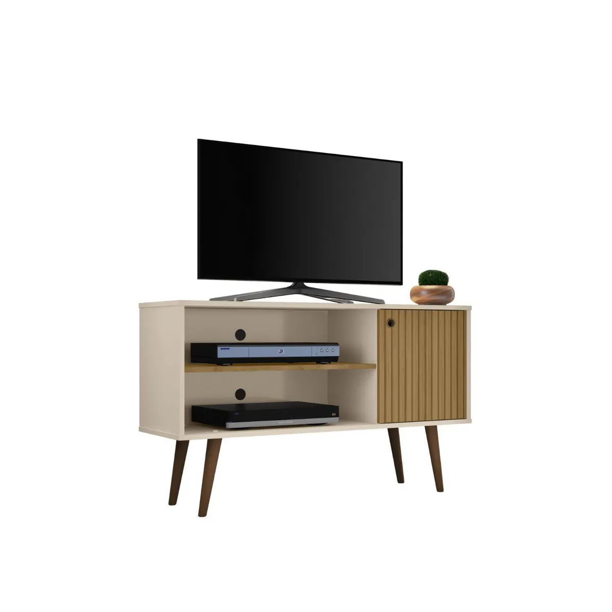 HOGA - Rack TV 42" blanco invierno ripado 66x108x37 cm