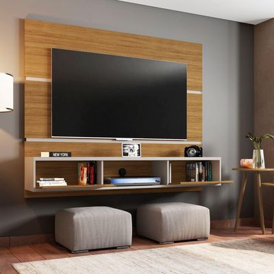 Imagen 2 del producto Panel Rack TV 65"" Canela Ripado 136x160x35 cm